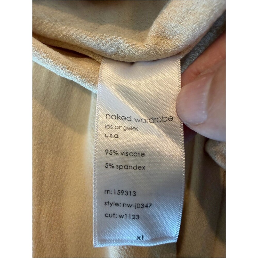 naked wardrobe Cream Long-Sleeve V-Neck Jumpsuit Bodycon XL - Picture 3 of 6